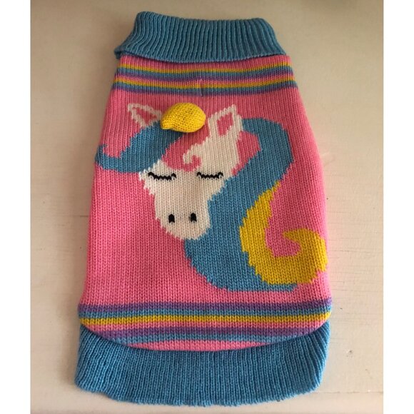 Rainbow Unicorn Dog Pet Apparel Knit Sweater Size Small - Picture 2 of 4